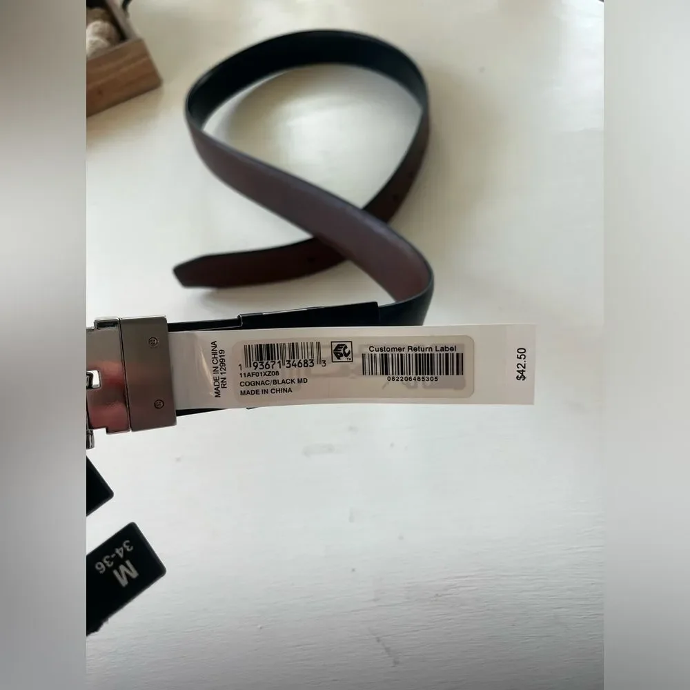 Alfani reversible Brown/Black Leather Belt with Silver Buckle